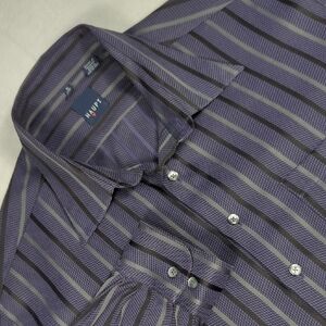 Haupt Striped Long Sleeve Button-up Mens Shirt Purple Gray Black Size XL